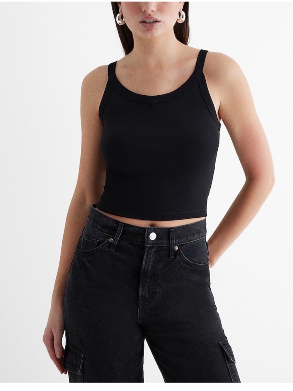 Express Fitted Scoop Neck Cropped Tank SZ XL